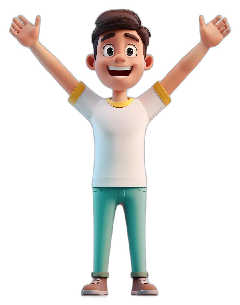 Cheerful Cartoon Boy Celebration