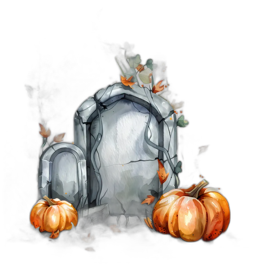 Halloween Gravestones with Pumpkins