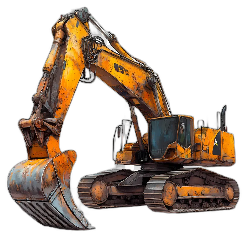 Weathered Orange Rusty Excavator