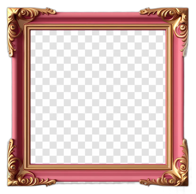 Ornate Pink and Gold Picture Frame