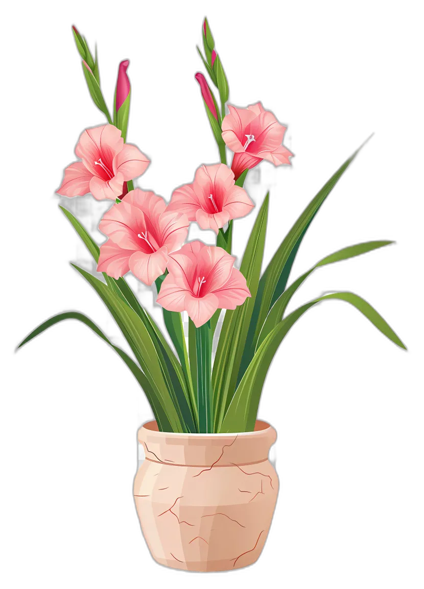 Potted Pink Gladiolus Flowers
