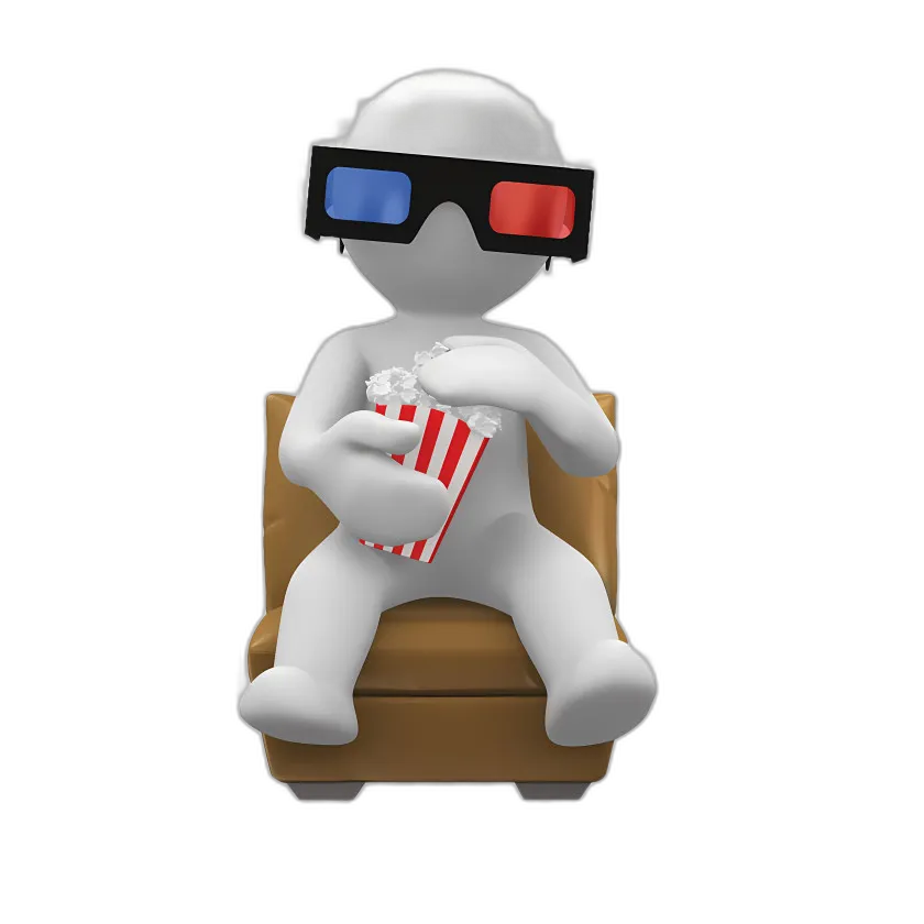 Movie Night Character with Popcorn