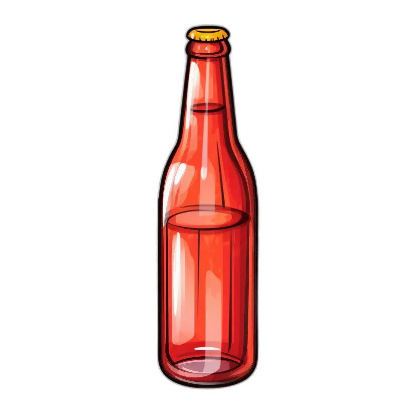 Red Glass Beer Bottle