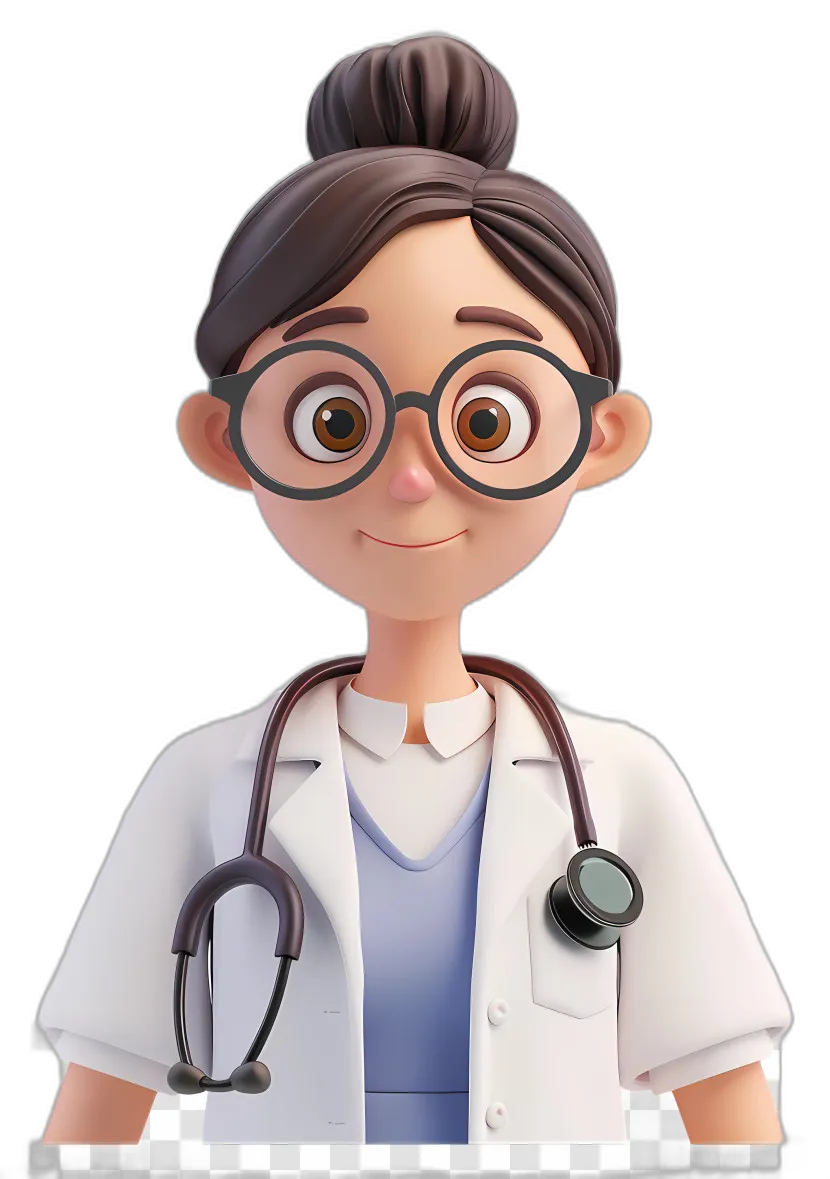 Cartoon Female Doctor with Lab Coat