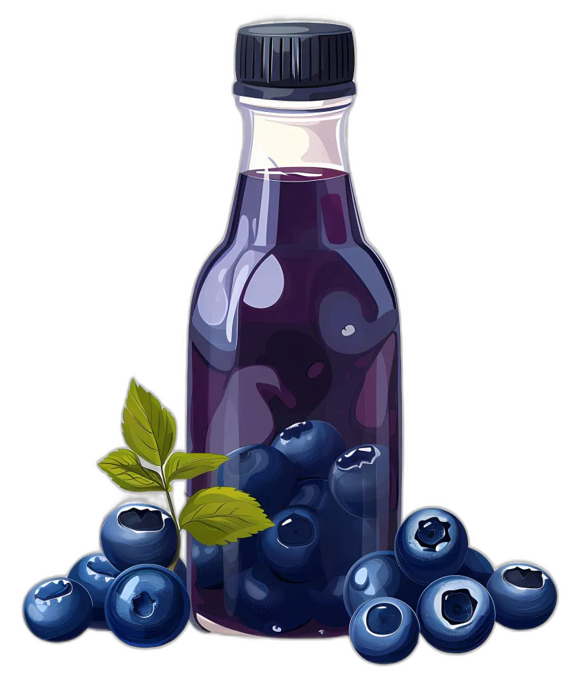Blueberry Juice Bottle with Fresh Blueberries