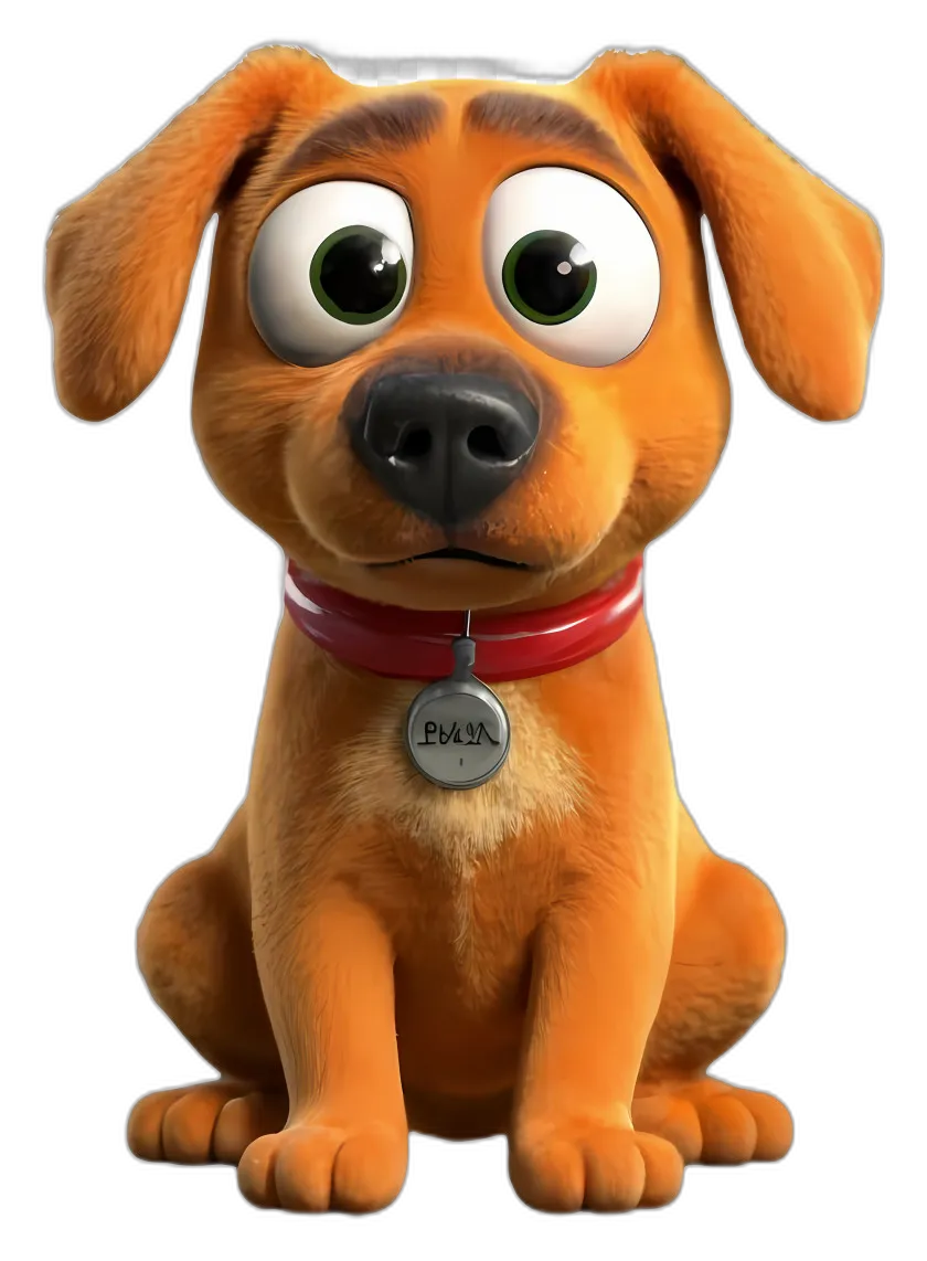 Animated Orange Puppy with Red Collar