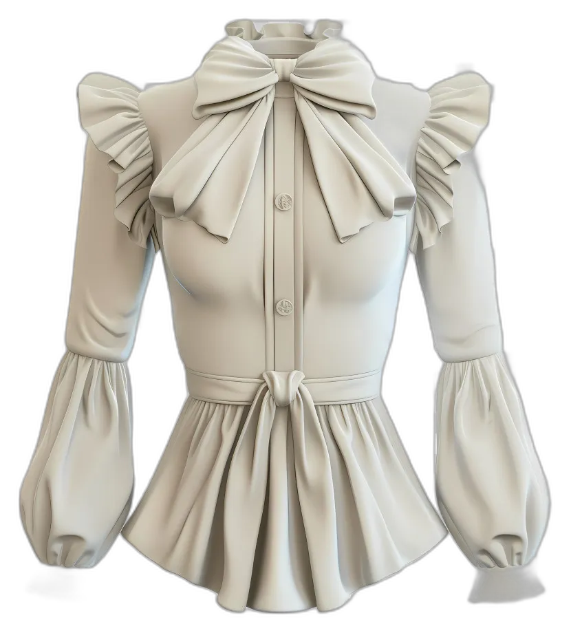 Victorian Ruffled Blouse with Bow