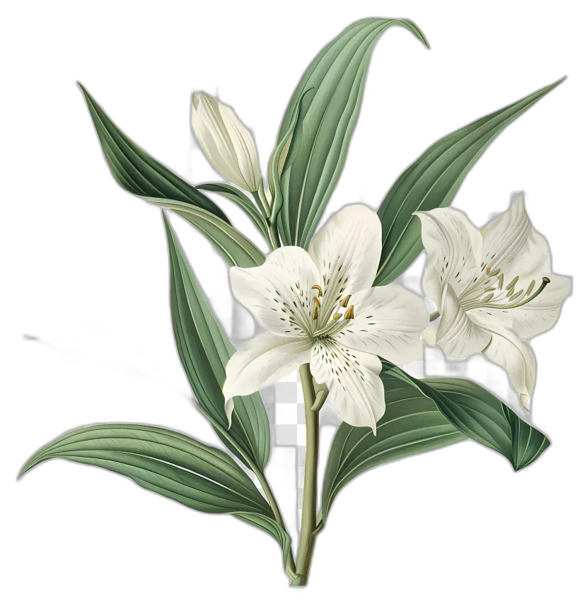 White Peruvian Lilies Botanical Model