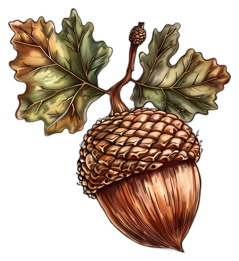 Stylized Acorn with Oak Leaves