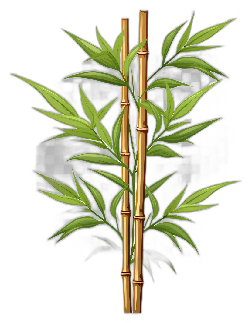 Bamboo Stalks with Leaves