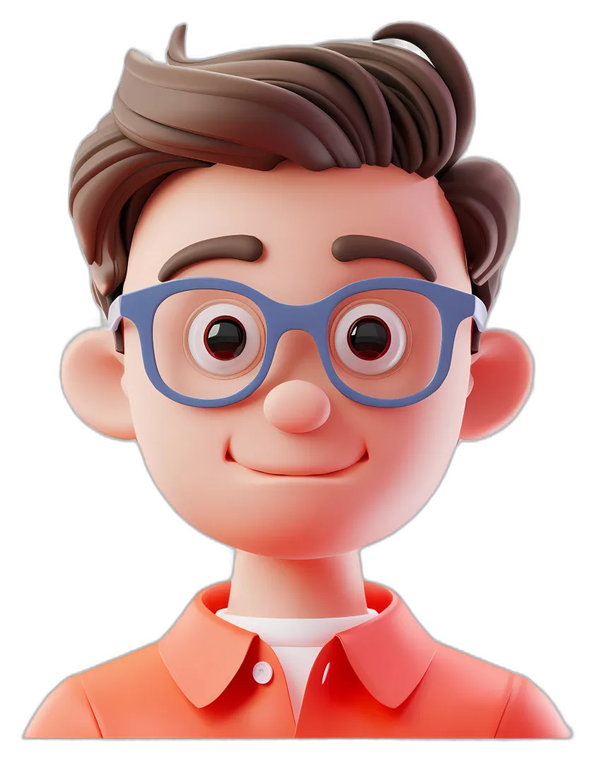 Cartoon Boy with Blue Glasses