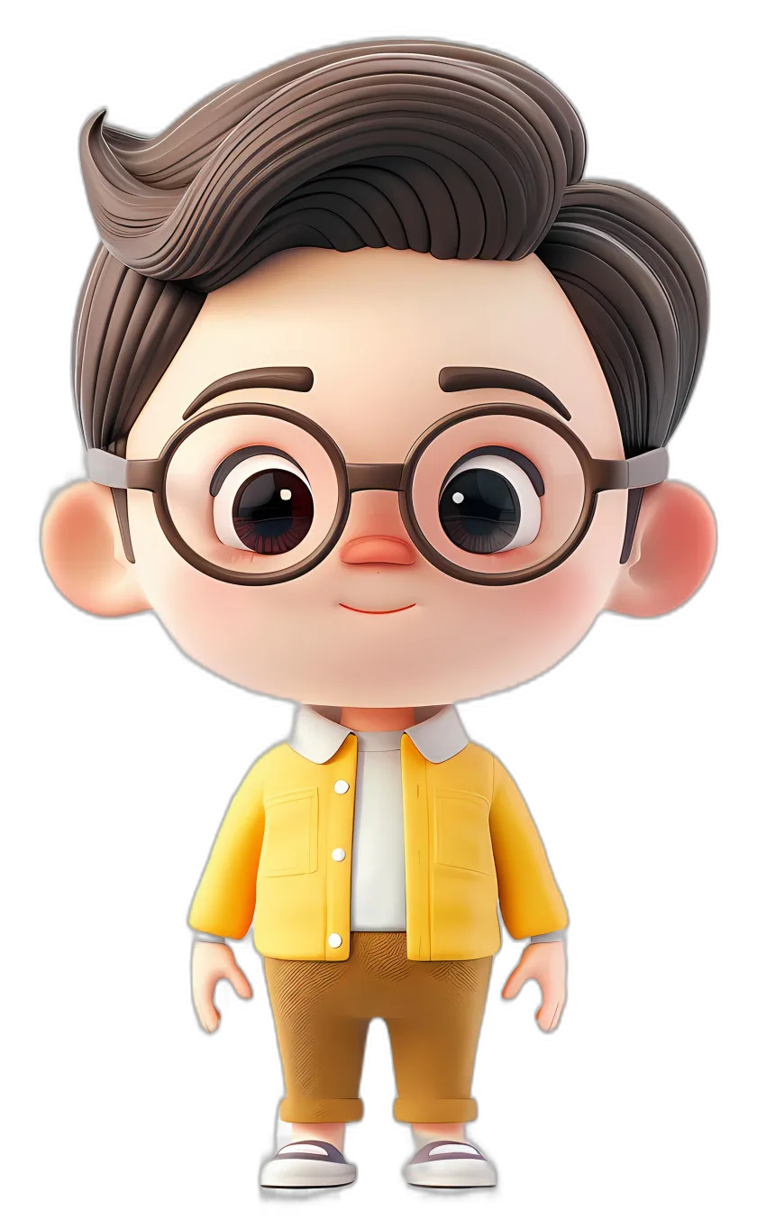 Cartoon Boy Character with Yellow Jacket