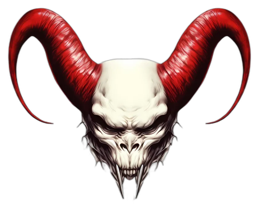 Demonic Red Horned Skull
