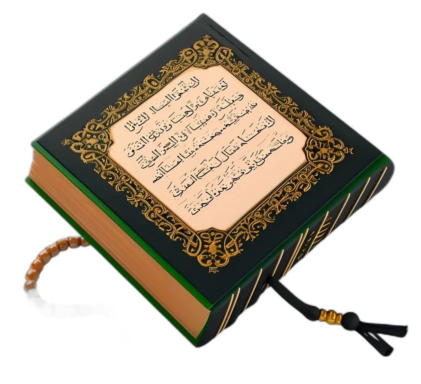 Ornate Golden Quran with Prayer Beads