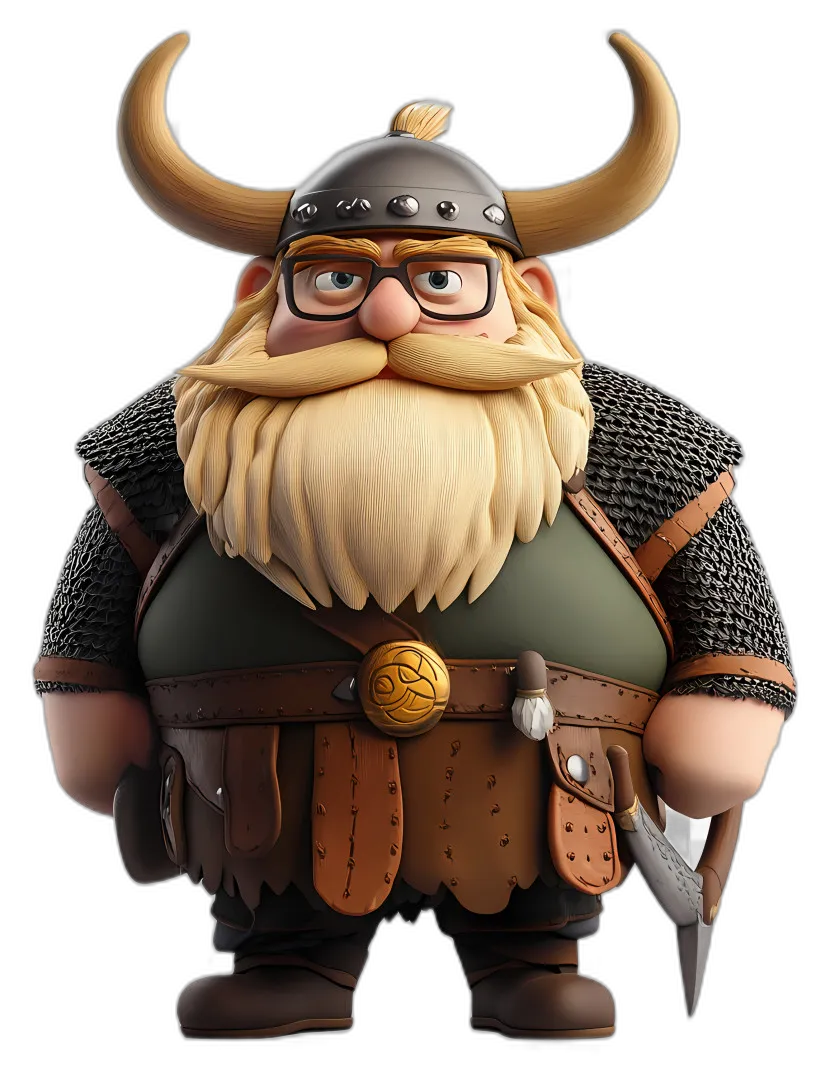 Cartoon Viking with Glasses