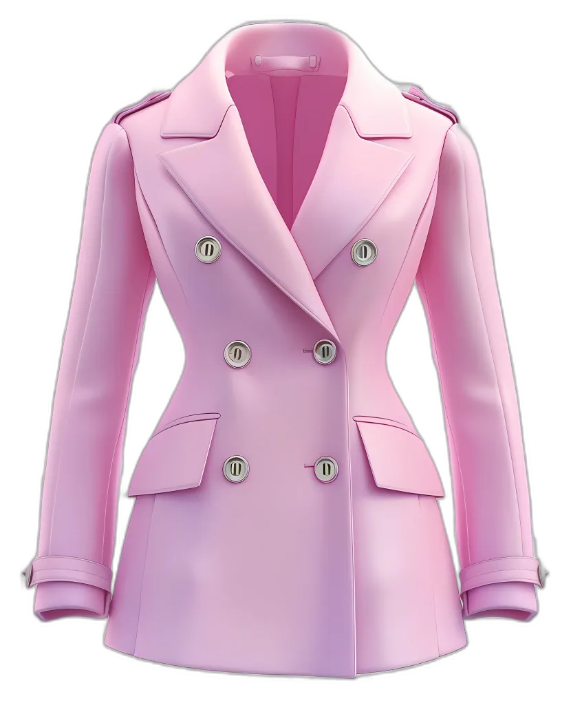 Pink Double-Breasted Trench Coat