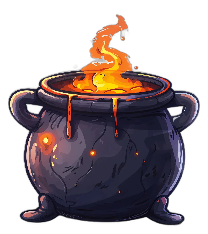 Magical Cauldron with Glowing Liquid