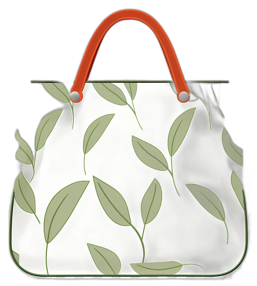 Transparent Tote Bag with Green Leaves