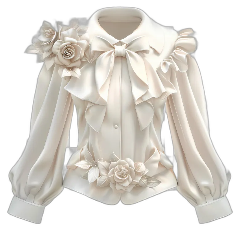 Elegant Creamy Blouse with Oversized Bow