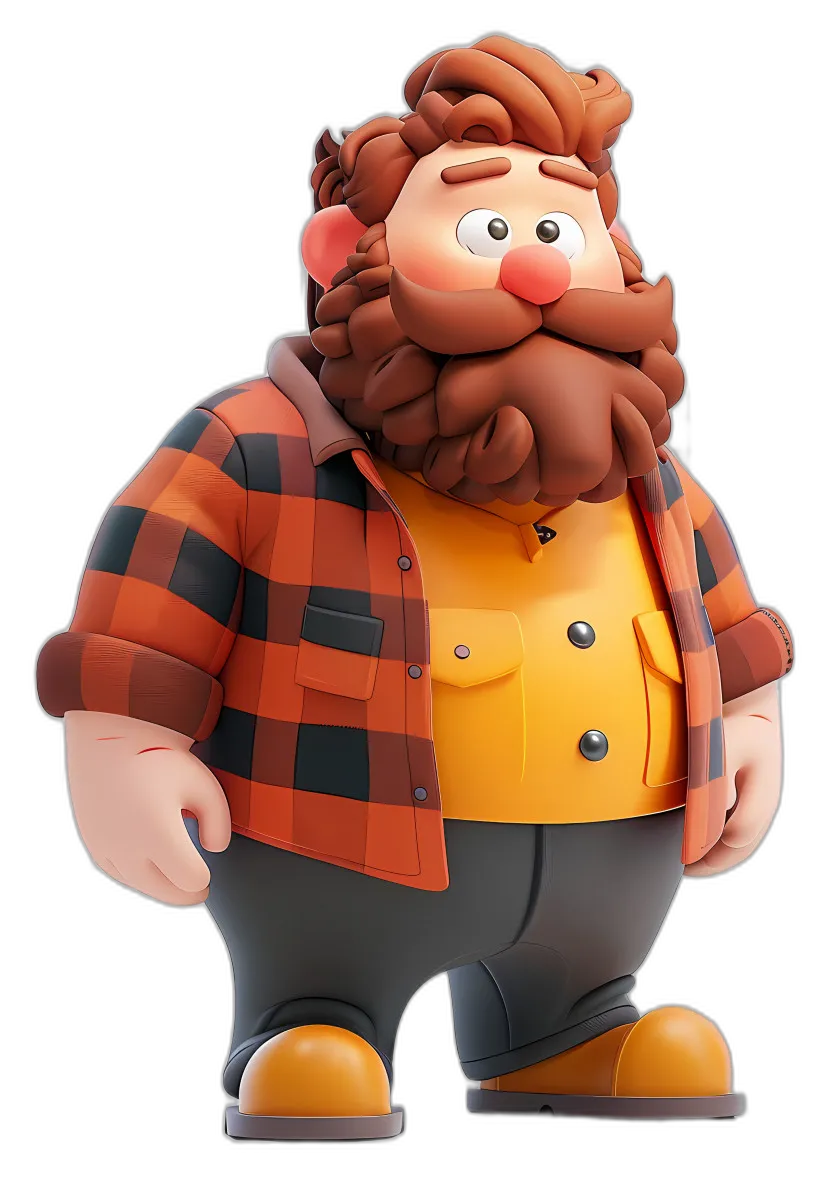 Cartoon Character Beard with Flannel Shirt