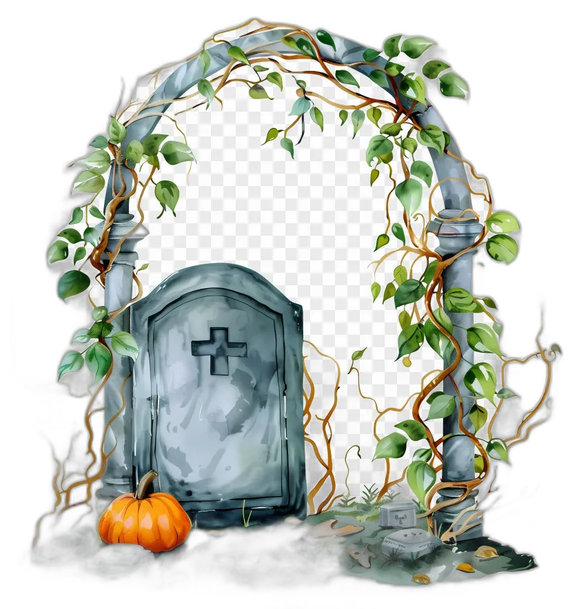 Halloween Gravestone with Pumpkin
