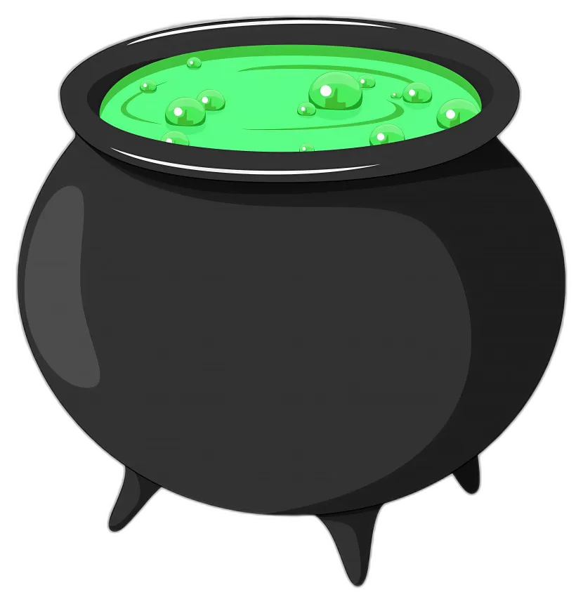Cartoon Cauldron with Green Liquid