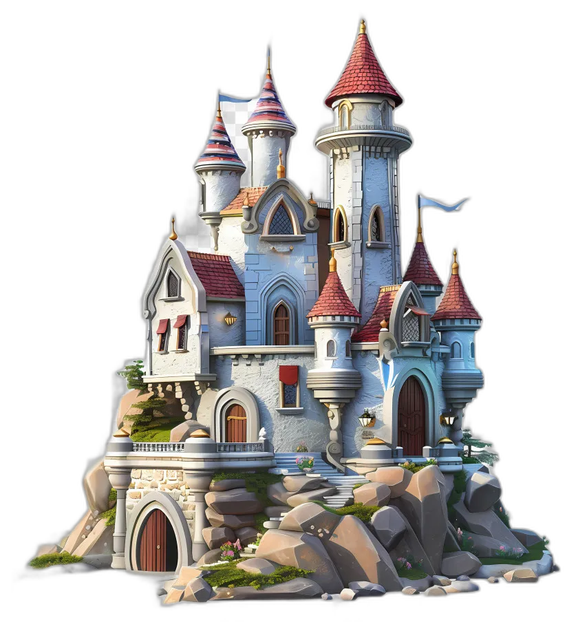 Fantasy Castle with Red Roofs
