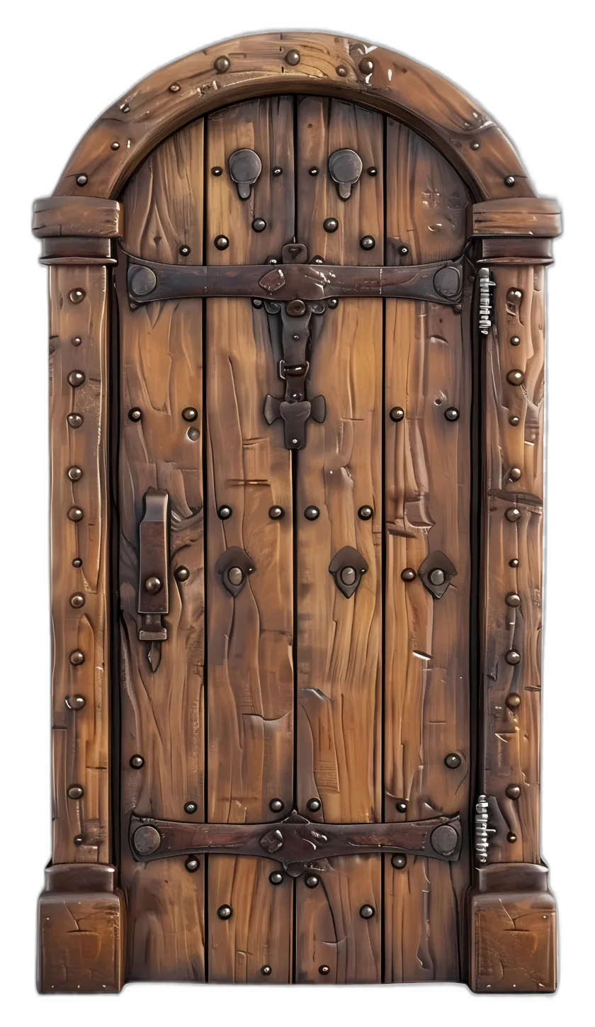Medieval Wooden Door with Iron Hinges