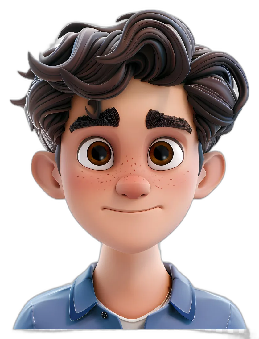 Animated Boy Character with Big Eyes