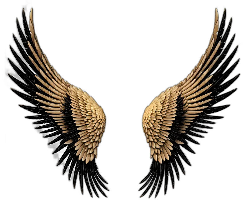 Stylized Angel Wings Golden Black