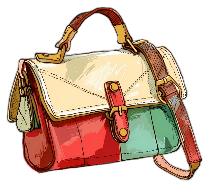 Stylized Illustration Satchel Handbag