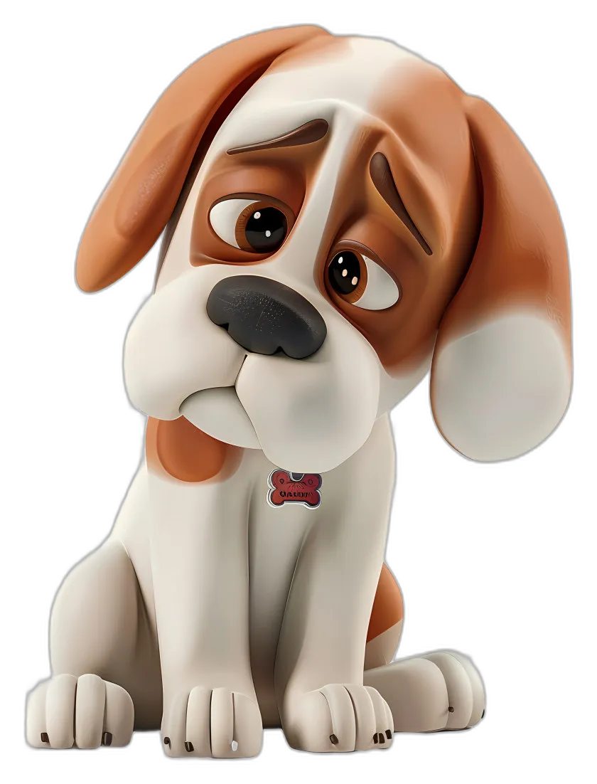Cartoon Sad Beagle Dog Character