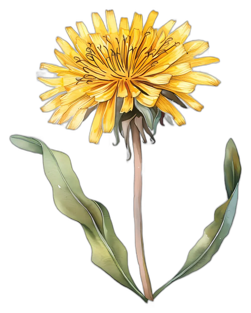 Watercolor Yellow Dandelion Flower