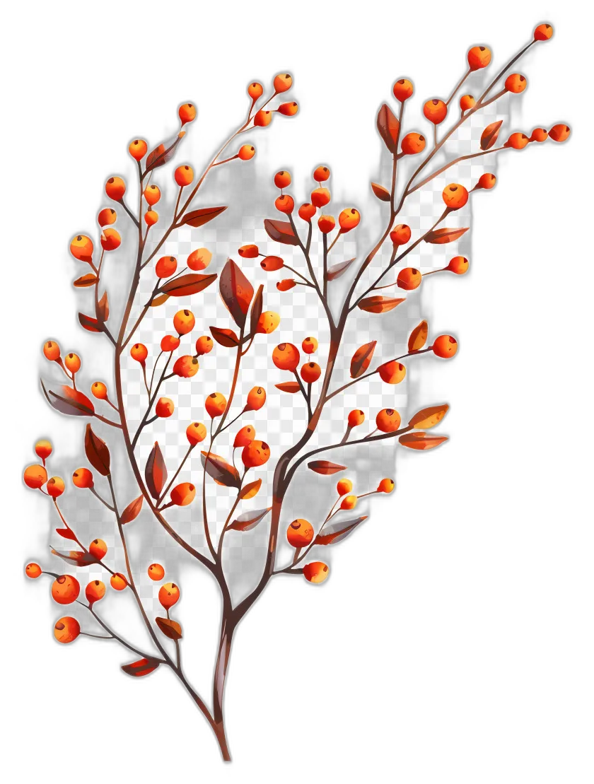 Autumn Berry Branch with Orange Berries