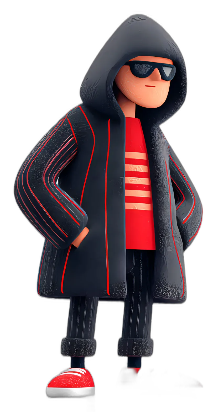 Stylized Hooded Hacker Character