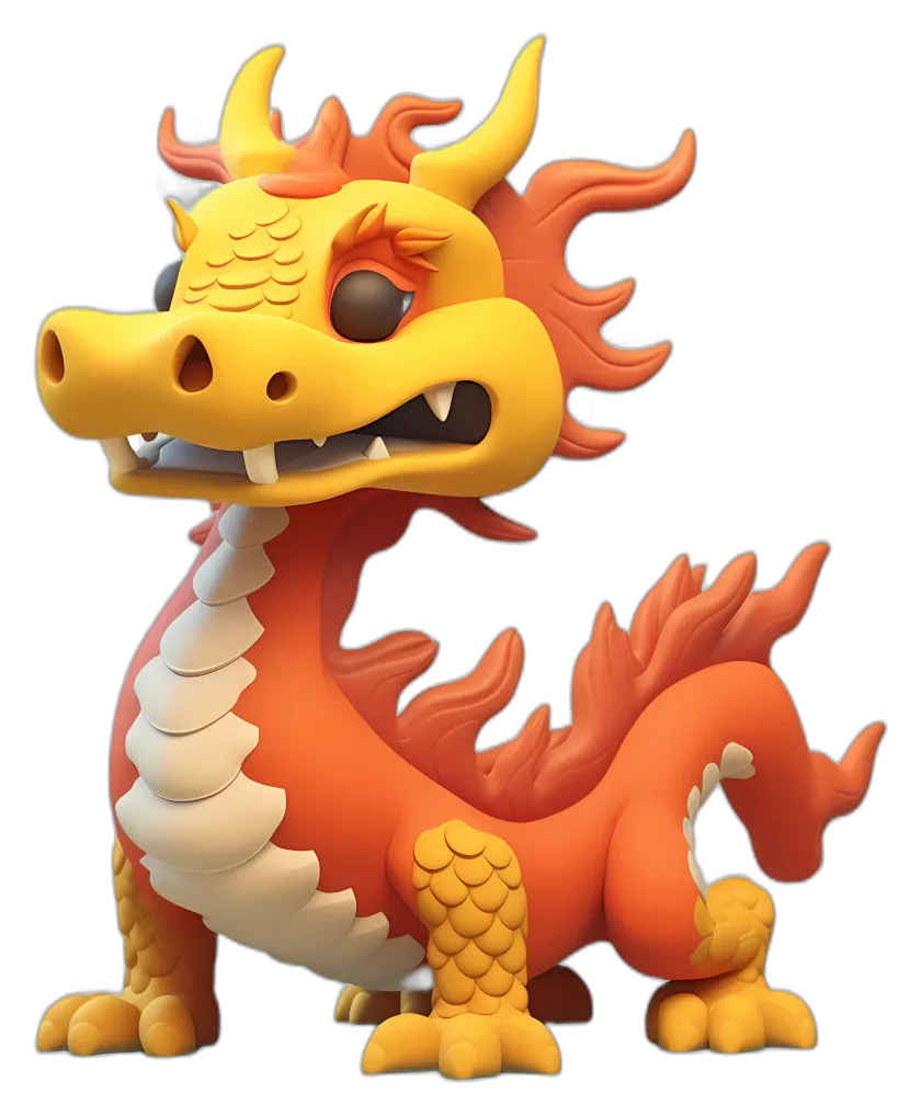 Stylized Orange and Yellow Dragon Figurine