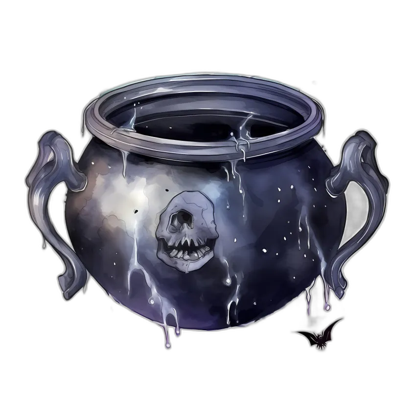 Dark Magic Cauldron with Skull Emblem