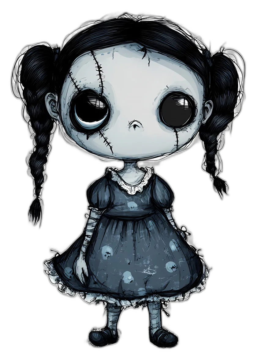 Gothic Stitched Face Rag Doll