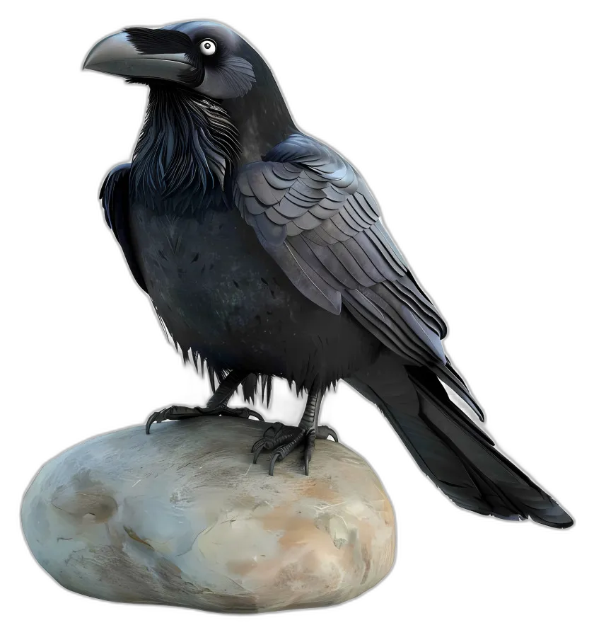 Majestic Black Raven on Rock
