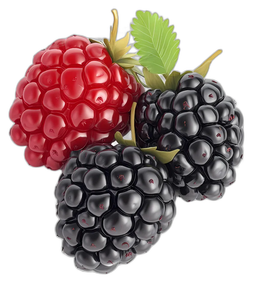 Realistic Blackberry Fruit Cluster