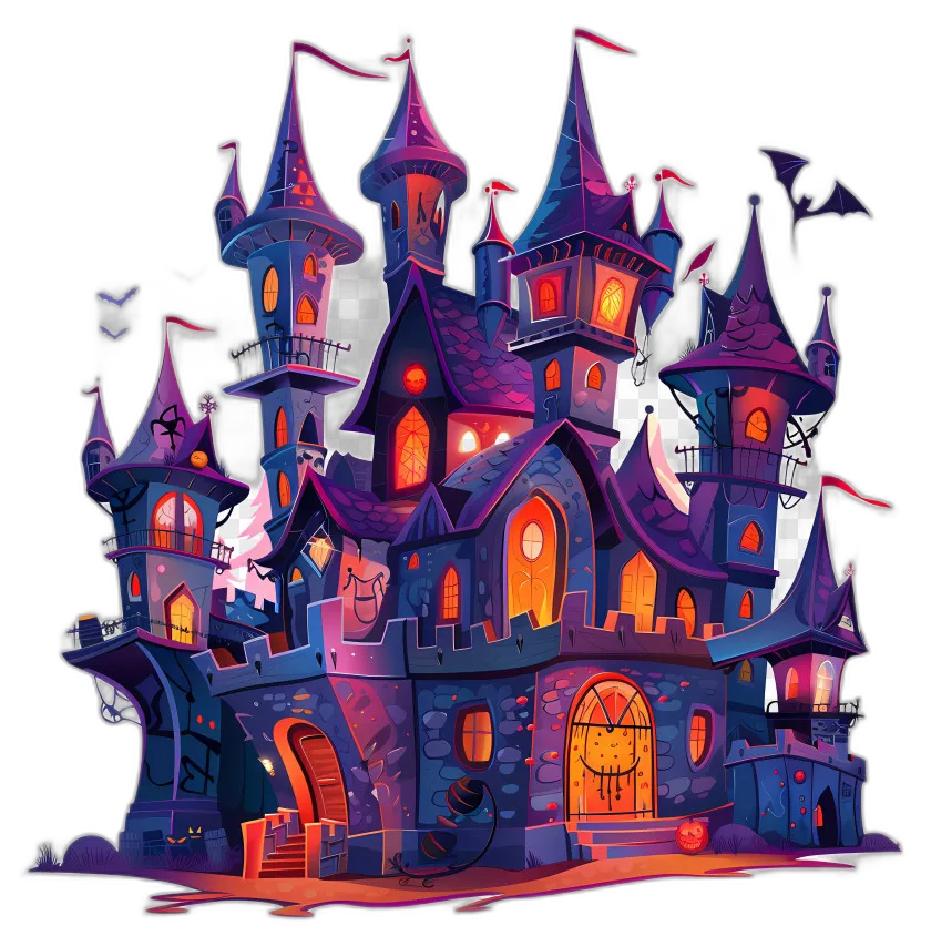 Cartoon Haunted Halloween Castle