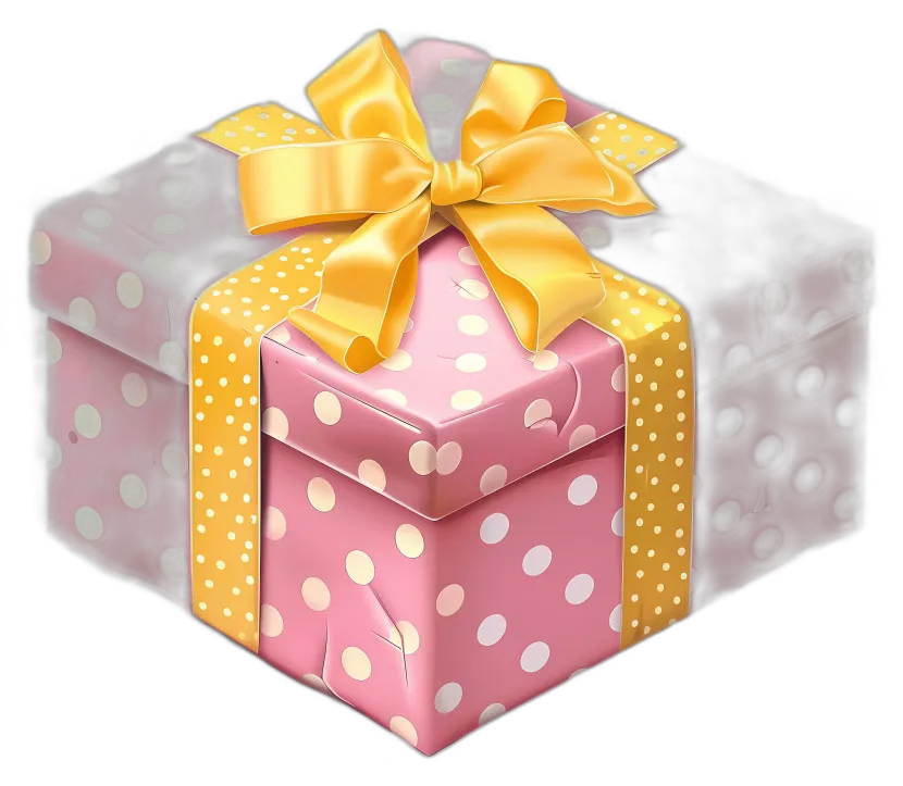 Polka Dot Gift Box with Yellow Ribbon