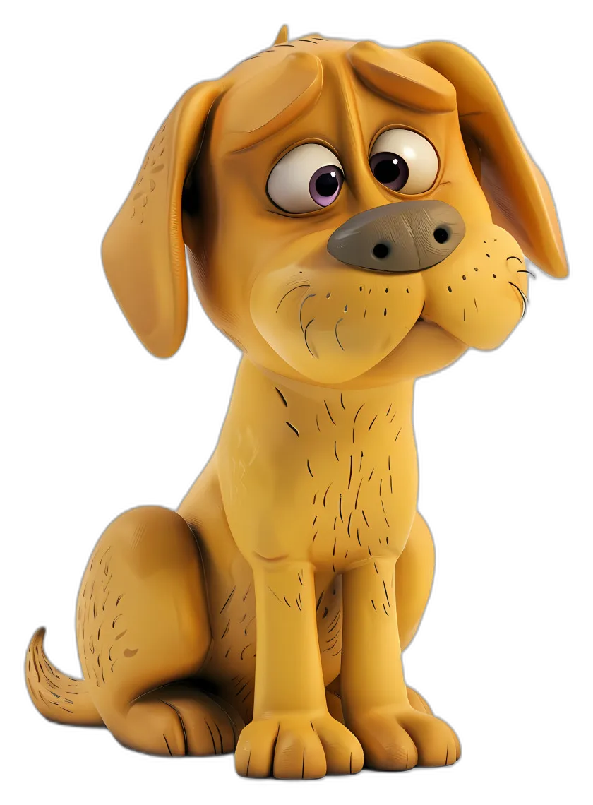 Cartoon Melancholic Yellow Dog