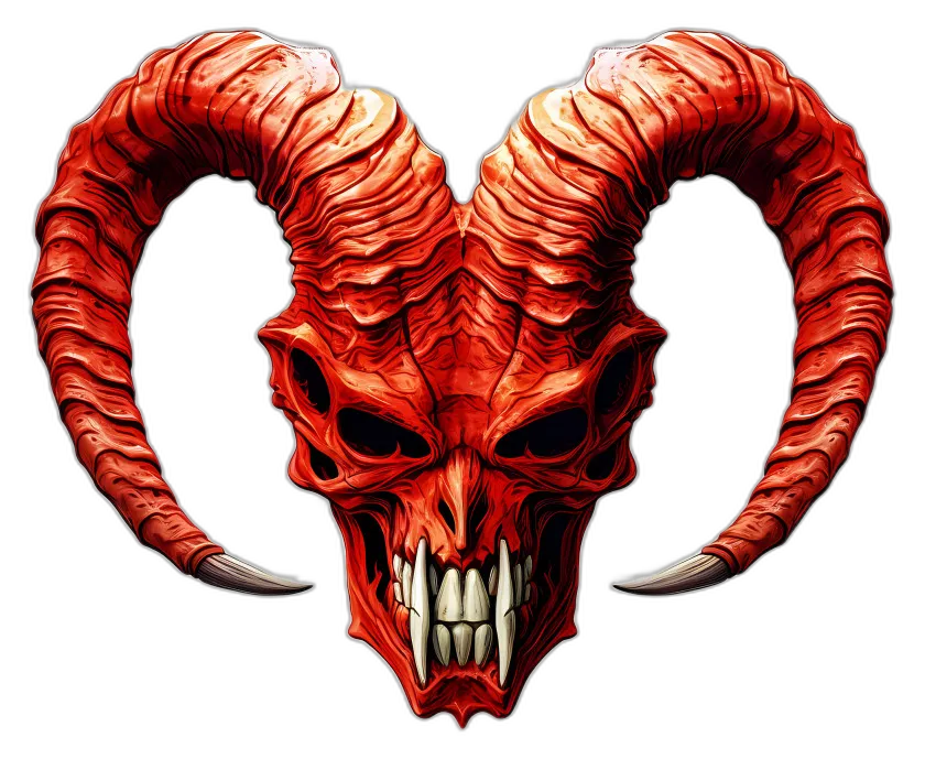 Demonic Skull with Curved Horns