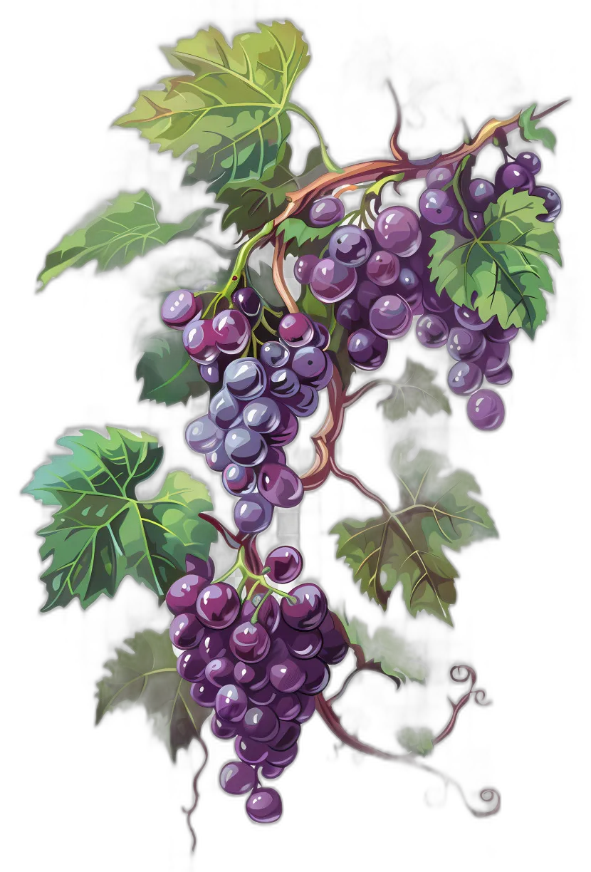 Ripe Grapevine with Purple Grapes