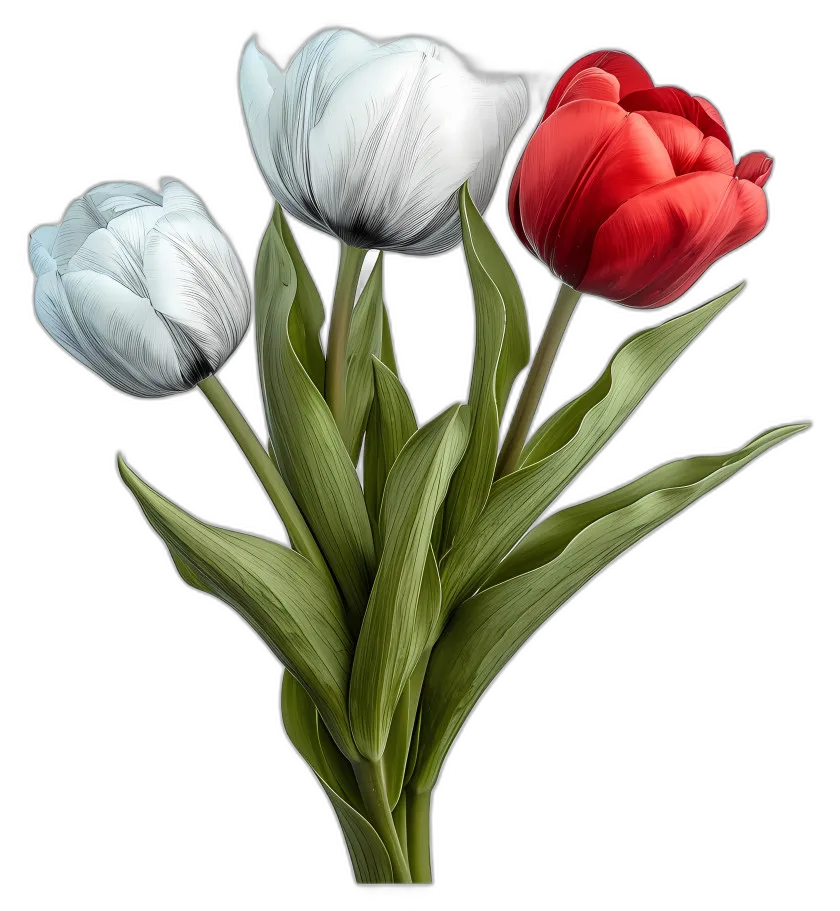 Tulip Bouquet with Red and White Flowers