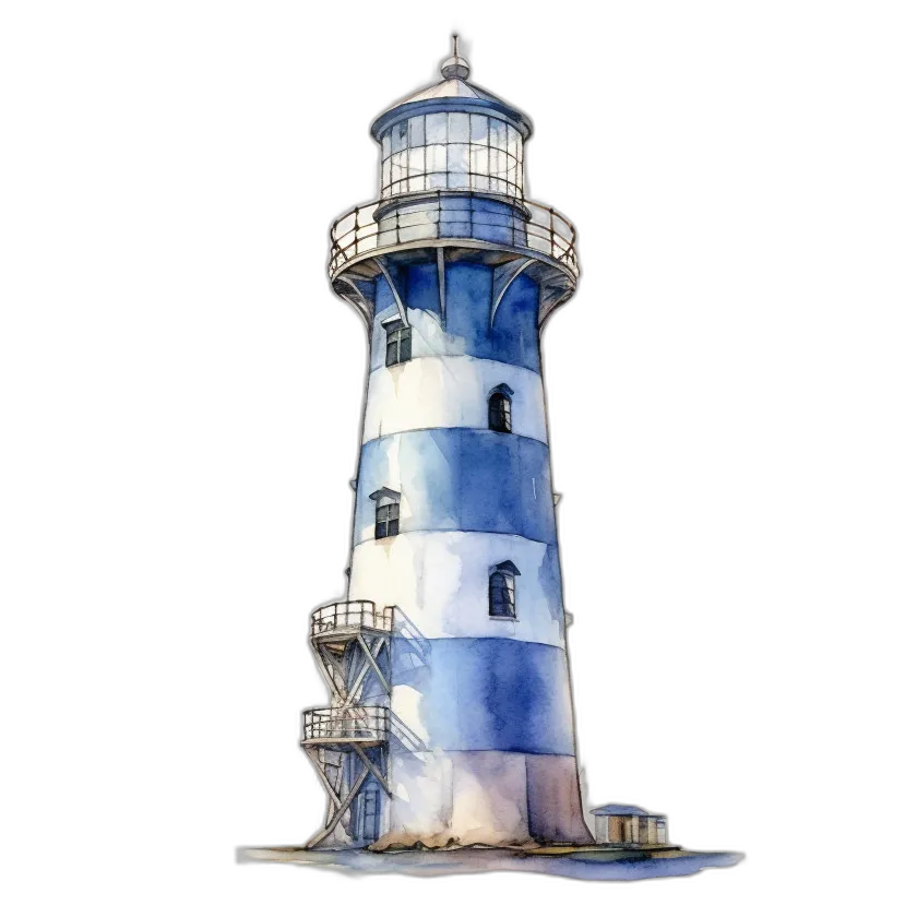 Watercolor Striped Lighthouse