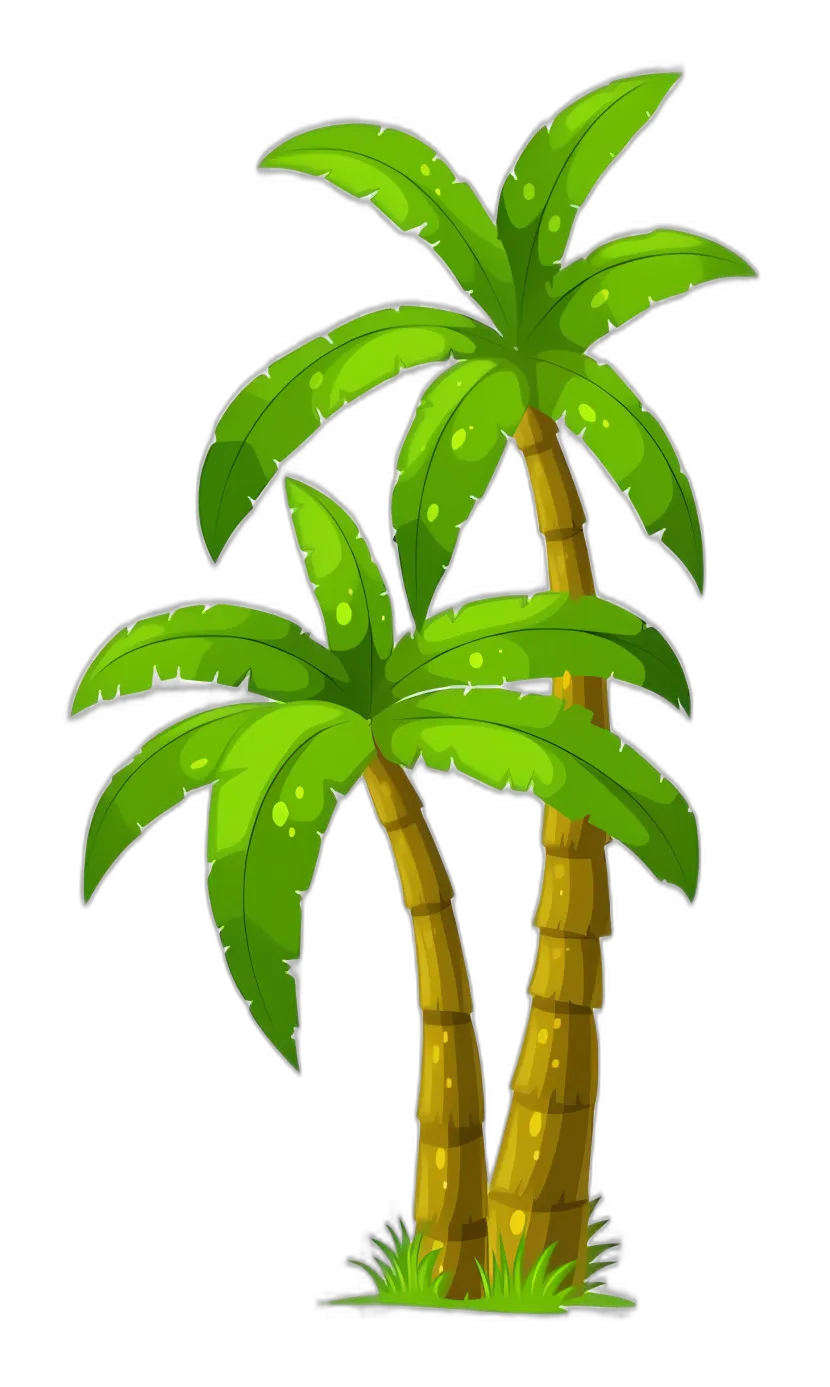 Cartoon Palm Trees with Coconuts