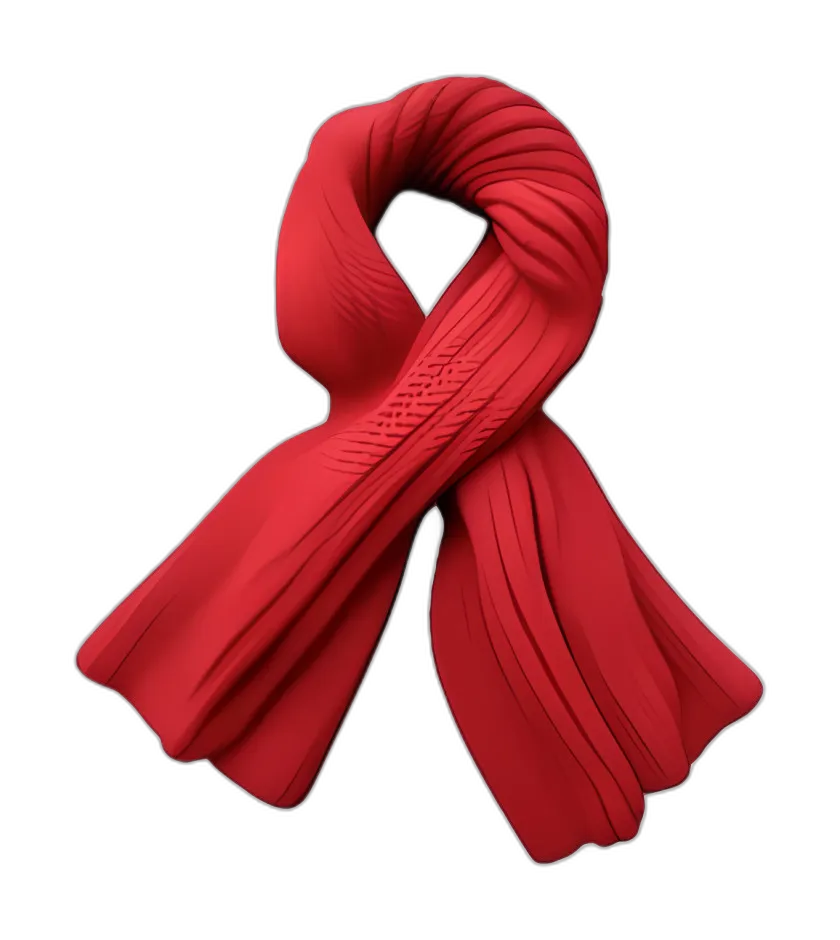 Folded Red Ribbon with Fabric Texture