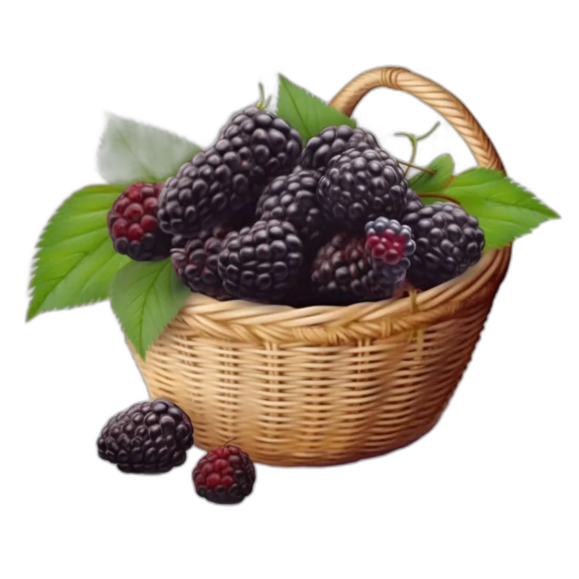 Fresh Blackberries in Wicker Basket